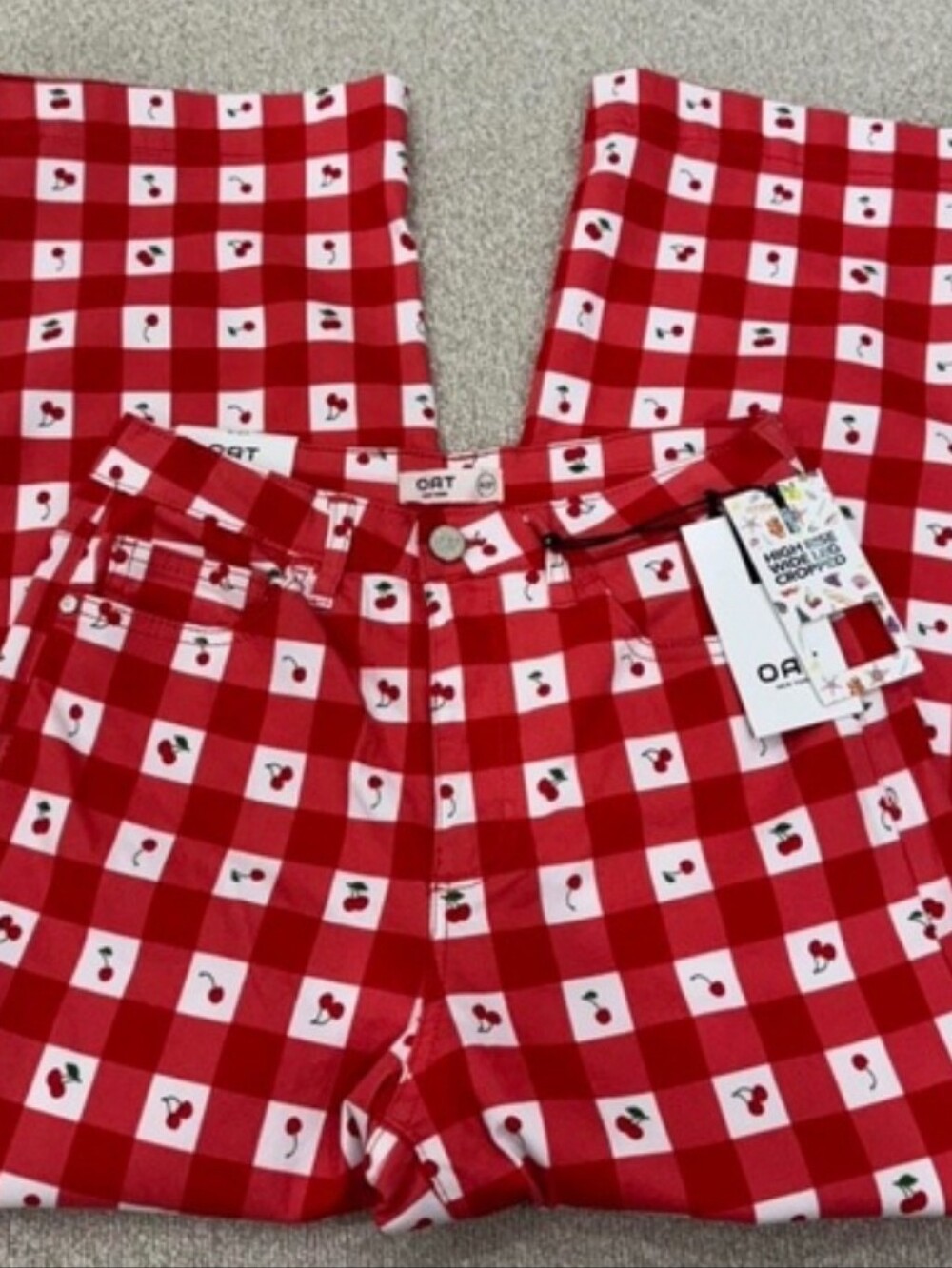 Red & White Picnic Print Pants